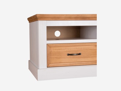 Rack para TV de madeira branco lavado e cera | Coleção England